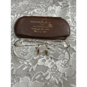 ANTIQUE Shuron 1/10 12K GOLD Filled Wire Semi Rimless Eyeglasses With Case